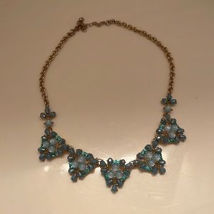 Crystal Blue Gold Plated Statement Necklace